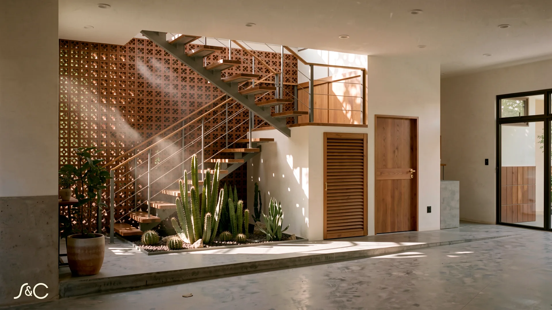 Patio interior y escalera de Casa García